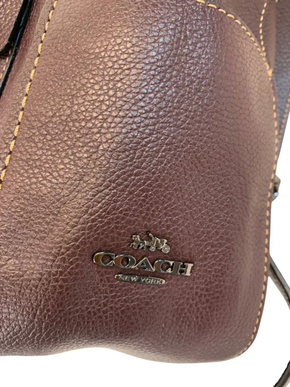 Coach Campus Backpack 35608 Oxblood Brown Polished Pebble Leather Turnlock EUC